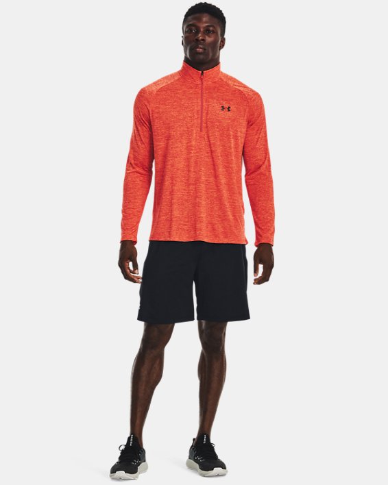 Herren UA Tech™ Shirt mit ½-Zip, langärmlig, Orange, pdpMainDesktop image number 2